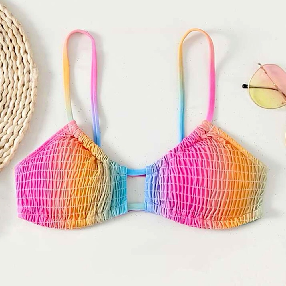 Ombré Smocked Bikini Top